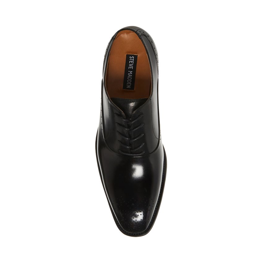 Black Steve Madden Zate Leather Men's Derby Shoes | PH 1675XUE